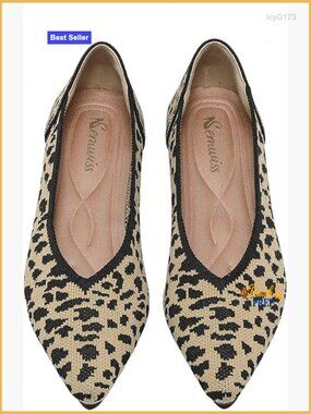 Women's Pointed Toe Ballet Flats Dressy Work Shoes Comfortable Knit Slip-Ons